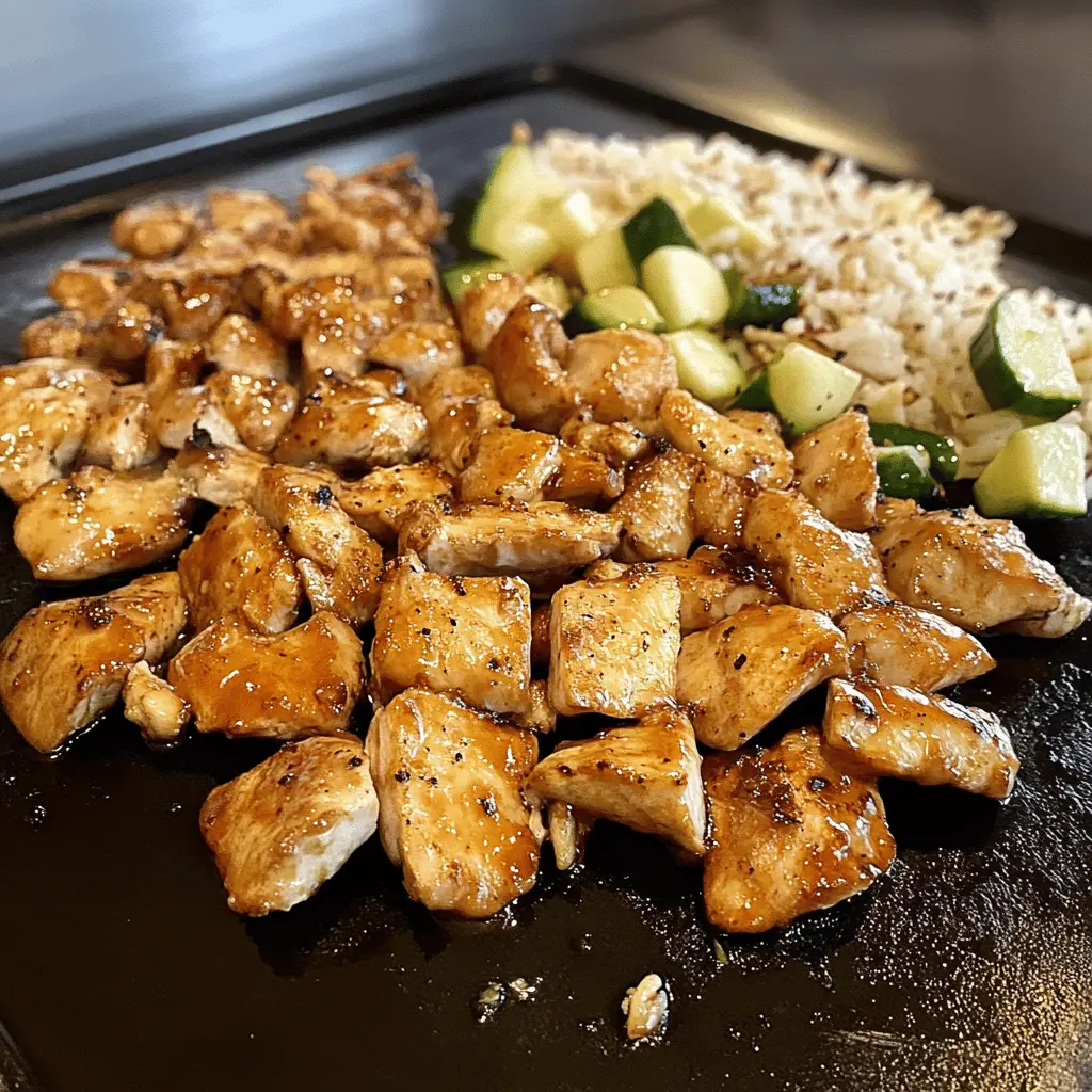 Take your tastebuds on a journey with this Blackstone Hibachi Chicken recipe! Featuring juicy chicken marinated in rich flavors and grilled to perfection, it's easy to whip up right on your griddle. Perfect for casual dinners or impressing guests, save this recipe for a delicious and fun cooking experience! Enjoy a taste of hibachi at home.