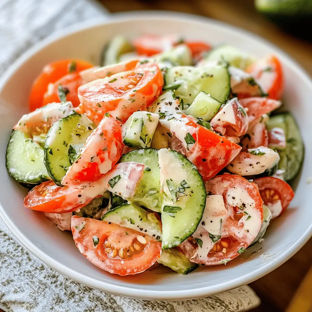 Fresh, crisp, and oh-so-creamy! This cucumber tomato salad is the perfect side dish for summer picnics and family dinners. With juicy tomatoes, crunchy cucumbers, and a tangy dressing, it’s sure to delight. Save this recipe for your next barbecue or potluck and treat your guests to a refreshing taste sensation!