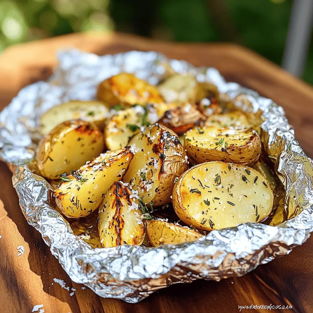 Transform your backyard BBQ with these Garlic Herb Grilled Potatoes in Foil! Bursting with garlic and fresh herbs, these tender potatoes are an easy and delicious side dish that pairs perfectly with any grilled meat. Simple to prepare and clean up, just wrap them in foil and let the grill do the work. Save this recipe for your next cookout!