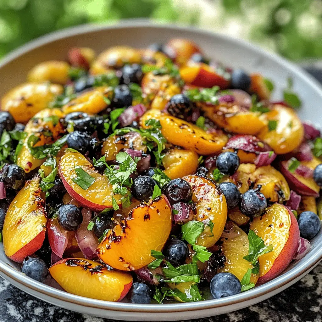 Enjoy the perfect summer dish with this Grilled Peach Blueberry Salad! Bursting with juicy grilled peaches and sweet blueberries, this salad is not just delicious but also refreshing. Combined with a hint of mint and a light dressing, it’s perfect for picnics or backyard barbecues. Save this recipe for your warm-weather gatherings!