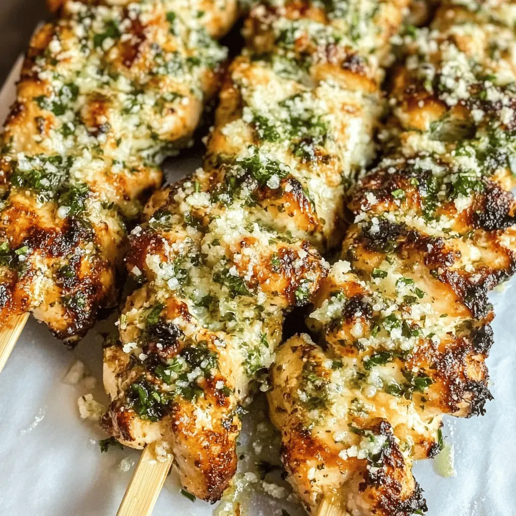 Easy Grilled Garlic Parmesan Ranch Chicken Skewers