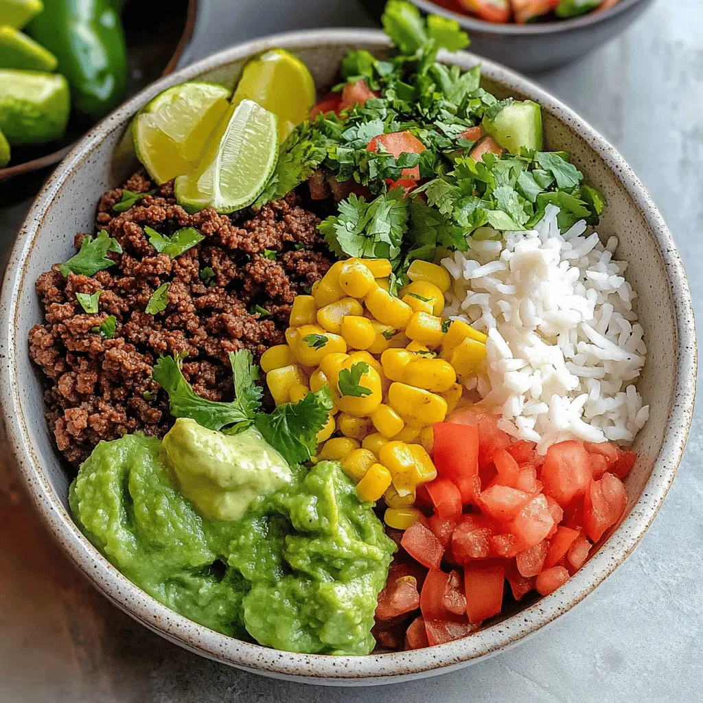 Looking for a quick and tasty meal? This Ground Beef Burrito Bowl is packed with flavor and easy to customize! Featuring seasoned ground beef, fresh veggies, and a zesty dressing, it’s perfect for busy weeknights or meal prepping. Save this recipe to enjoy a satisfying and delicious bowl that everyone will love!