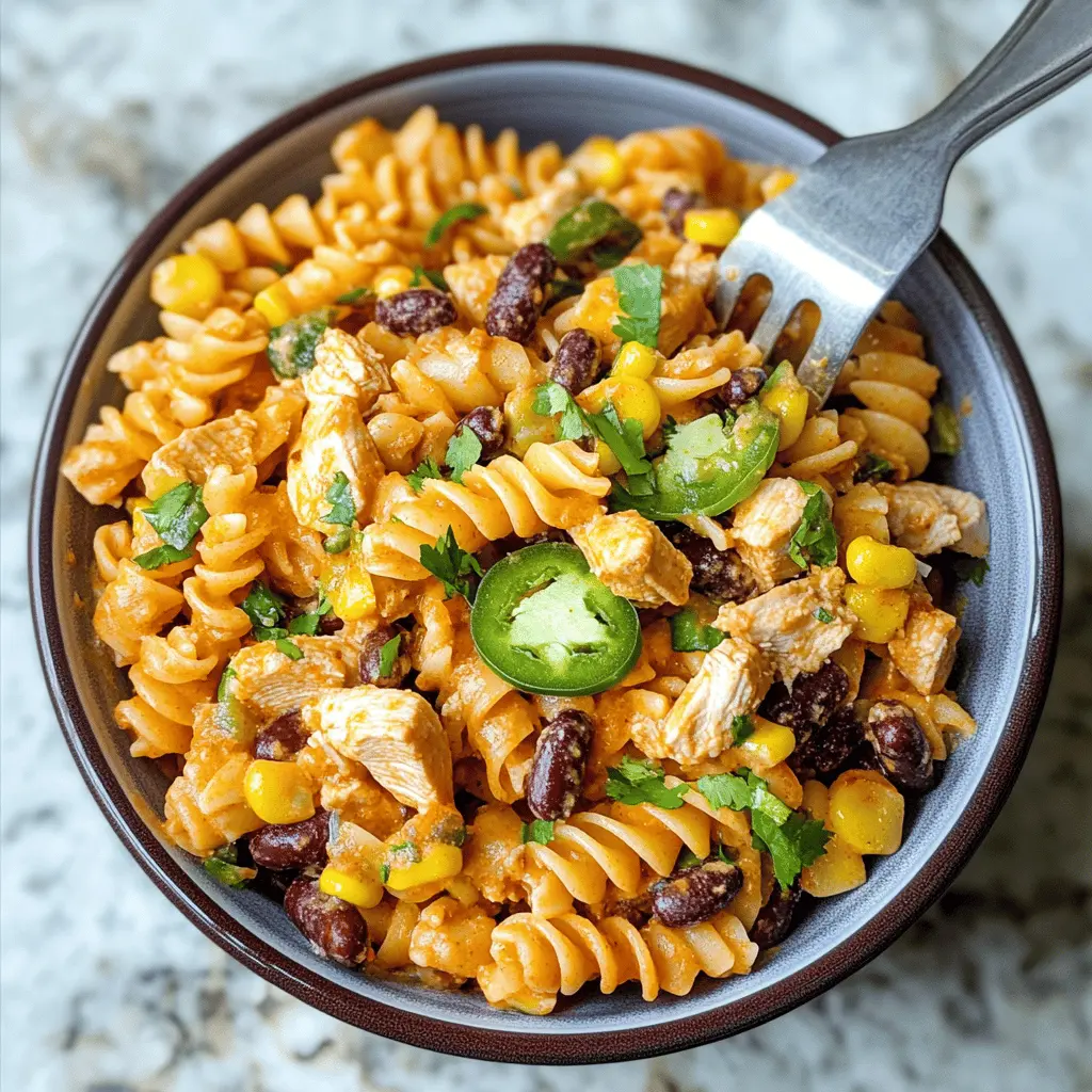 Looking for a bright and flavorful dish? This Zesty Chicken Enchilada Pasta Salad brings together tender chicken, crispy veggies, and zesty spices for a twist on traditional flavors. Perfect for picnics, potlucks, or a delicious weeknight meal! Save this recipe to make it a hit at your next gathering!