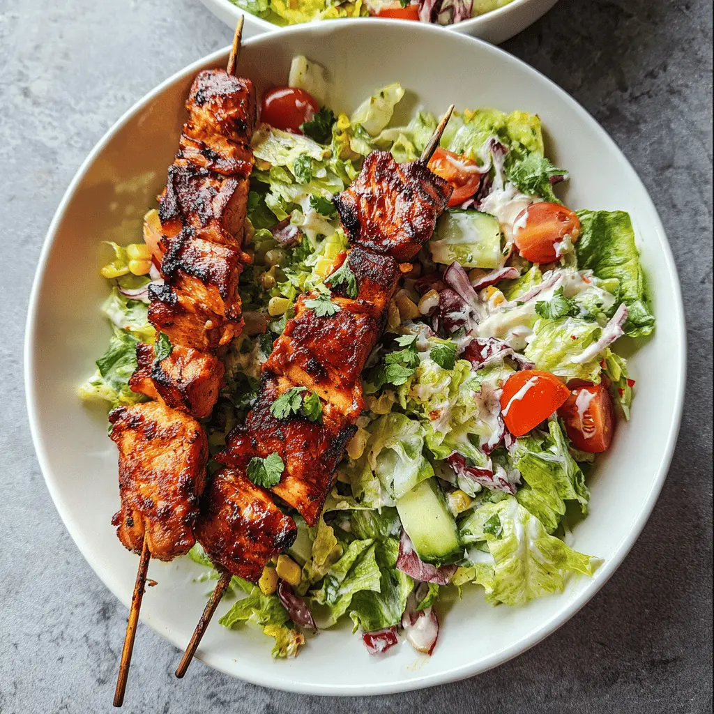 Easy BBQ Chicken Skewer Salad Recipe