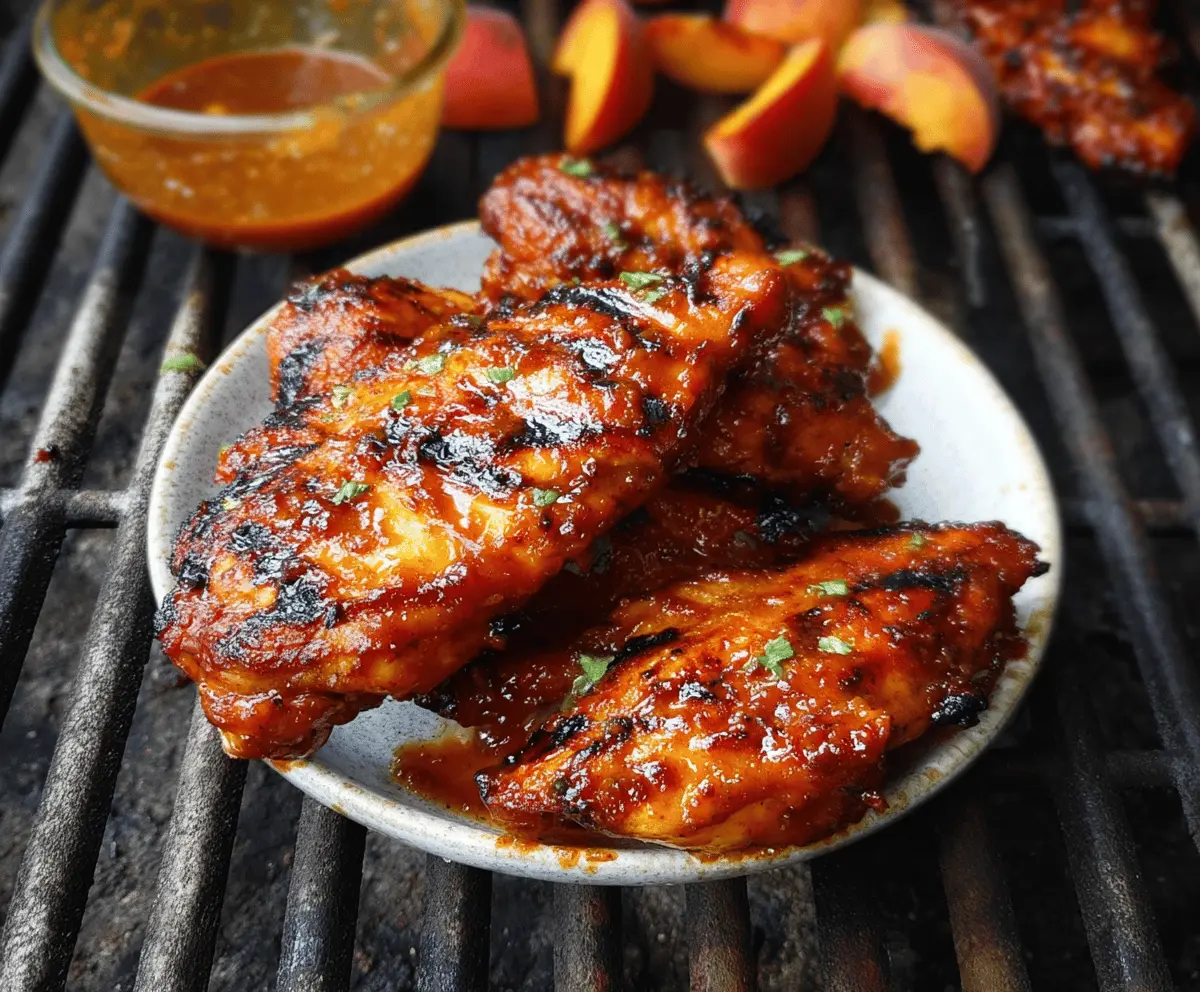 Easy Peach Bourbon BBQ Grilled Chicken