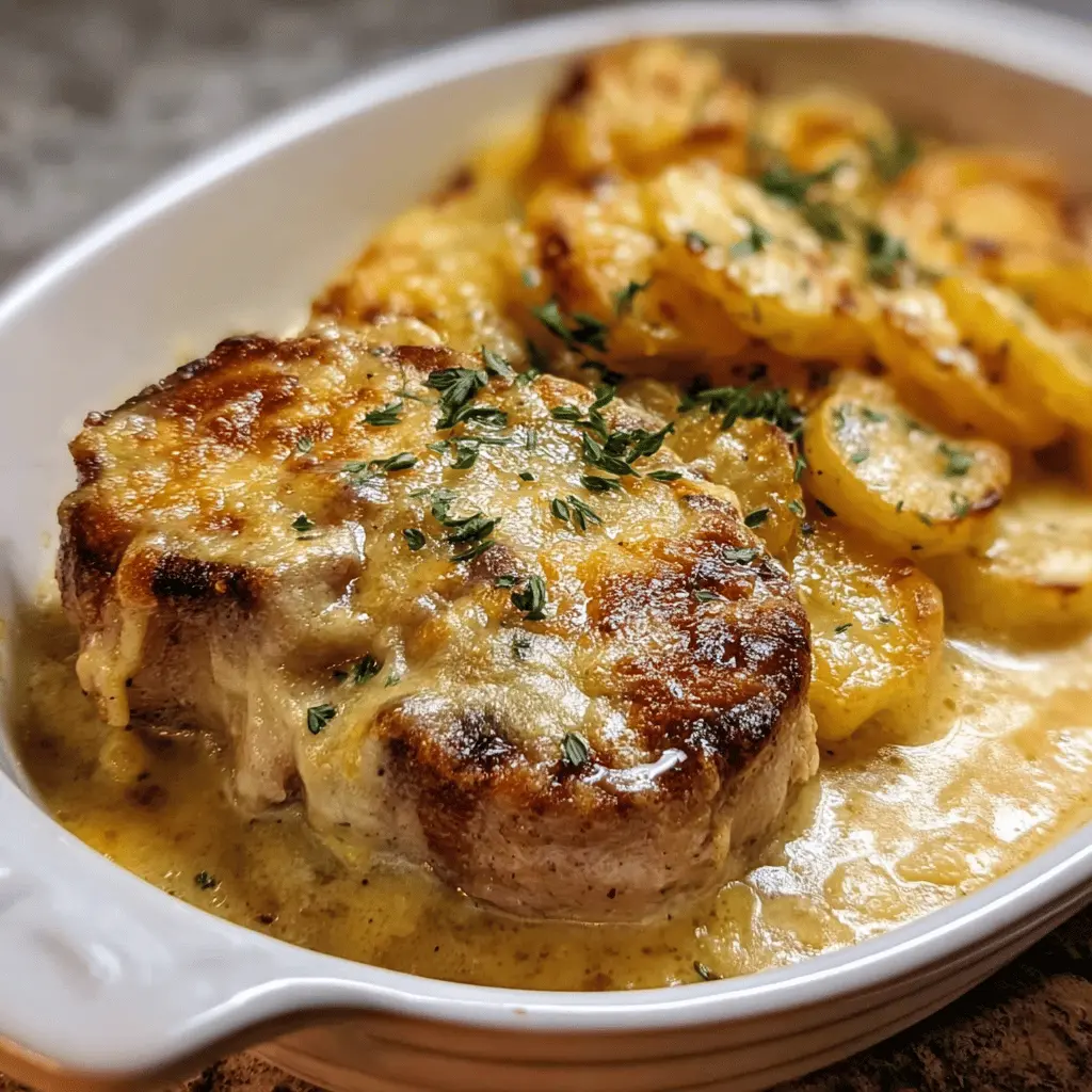 Easy Smothered Pork Chops with Cheesy Scalloped Potatoes