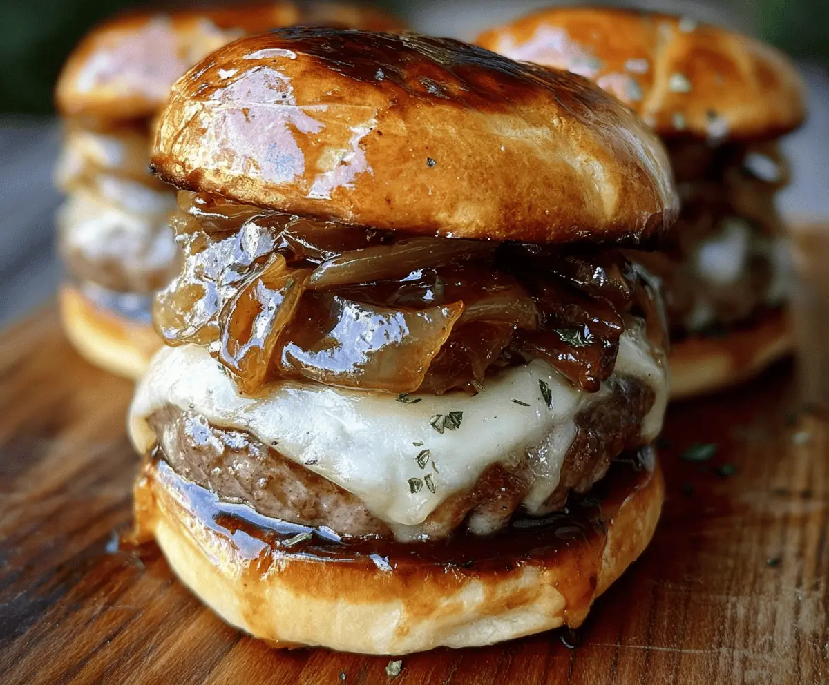 Easy French Onion Burgers with Melted Cheese