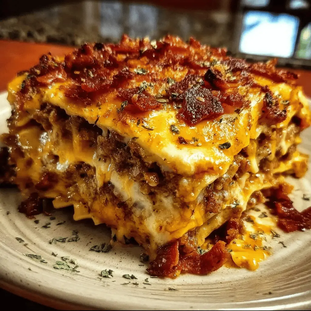 Easy Parmesan Garlic Bacon Cheeseburger Lasagna