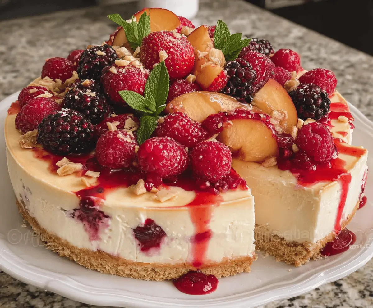 Easy Summer Berry and Peach Cheesecake Recipe