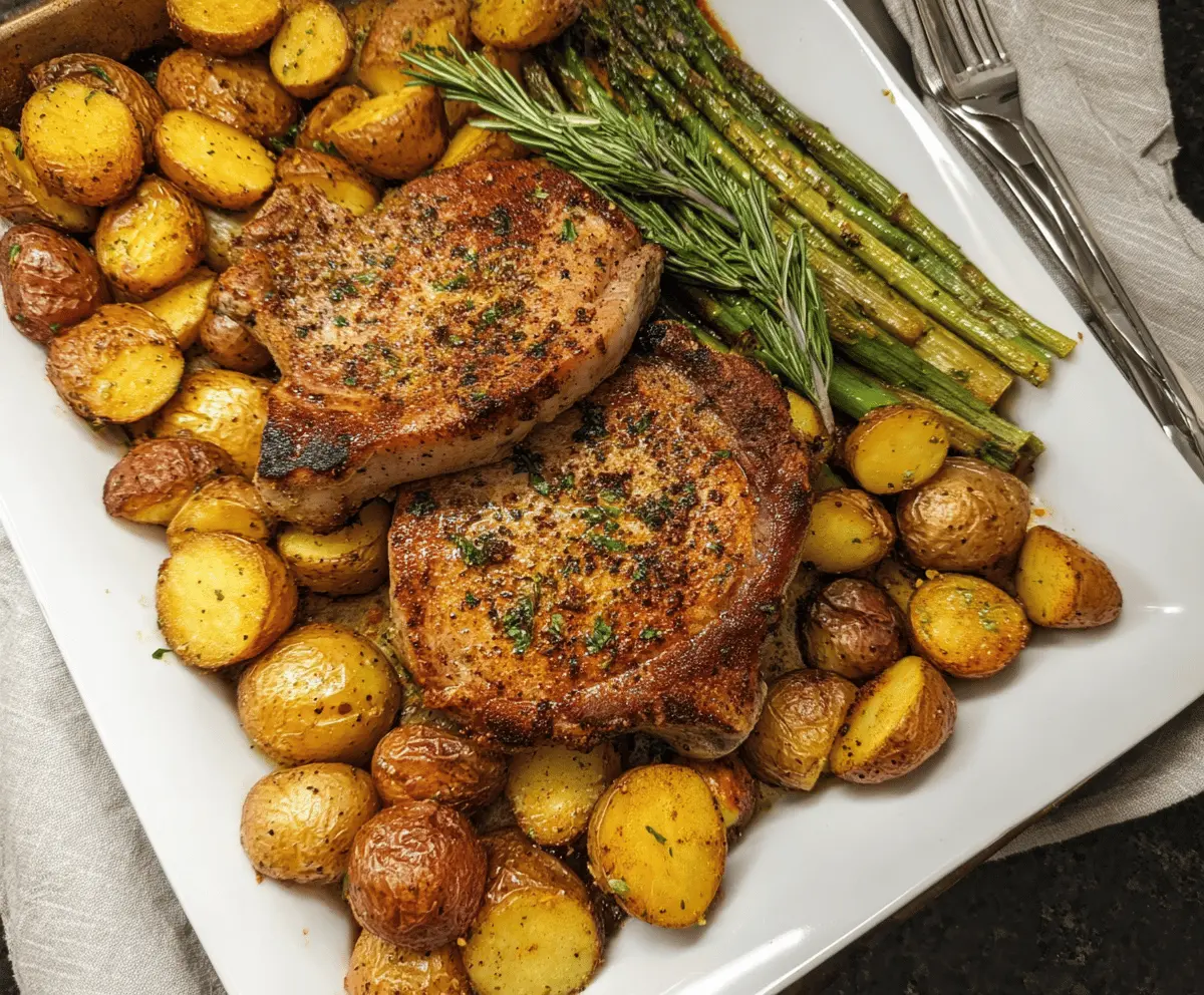 Easy Ranch Pork Chops and Potatoes Sheet Pan Dinner