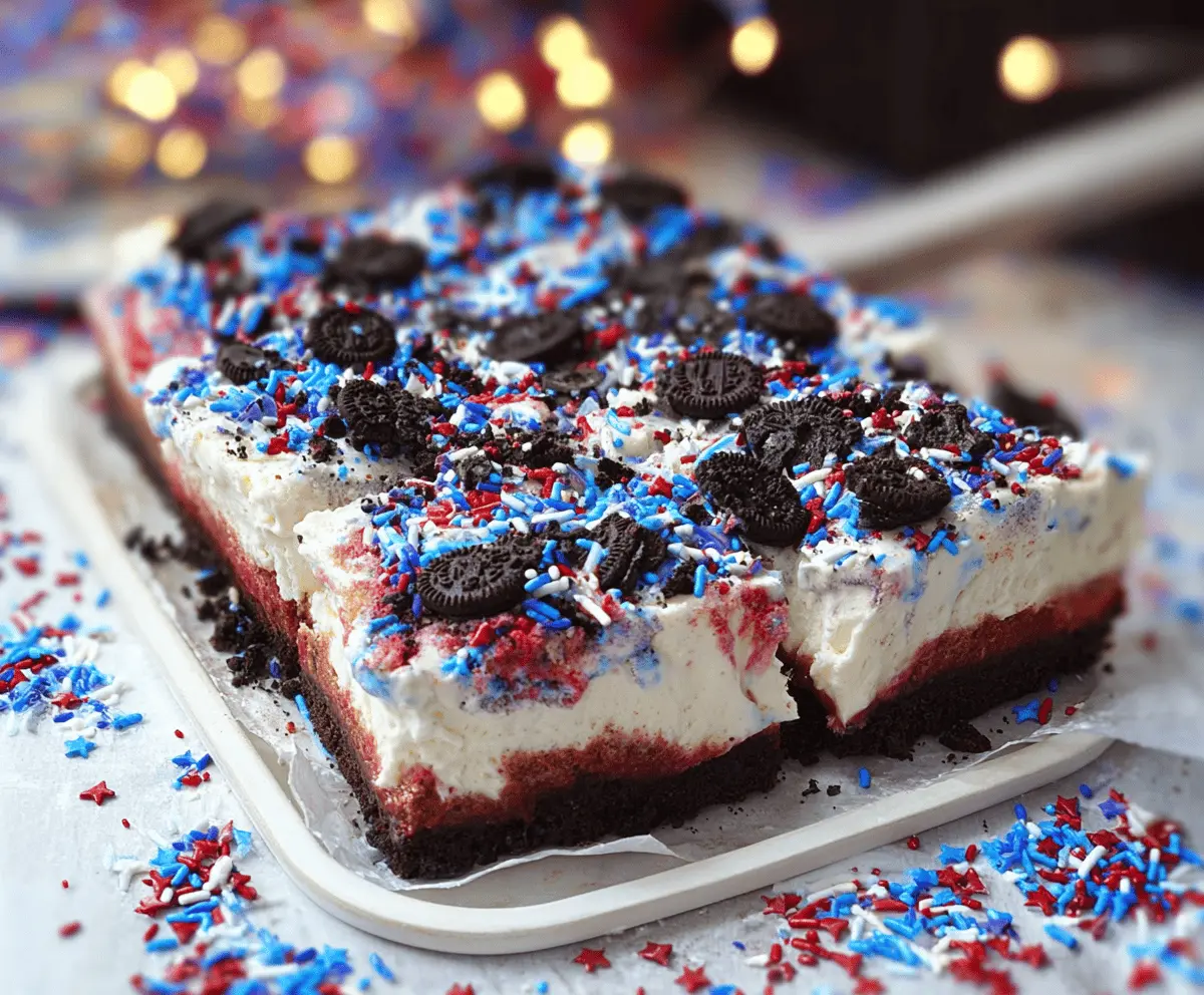 Easy No Bake Fireworks Oreo Cheesecake Bars