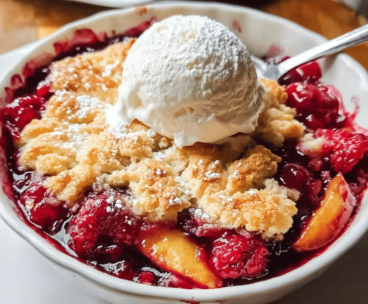 Easy Peach and Raspberry Cobbler Recipe