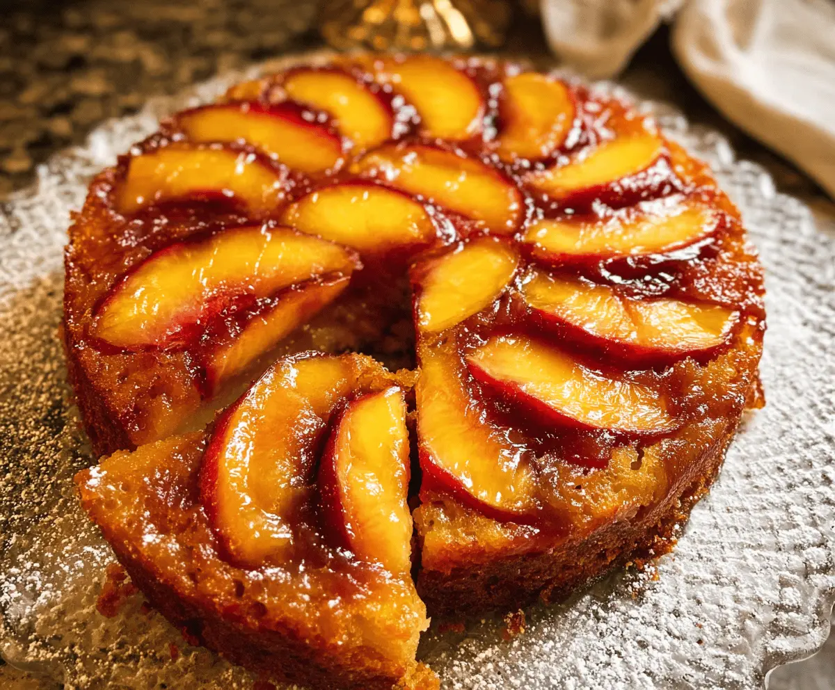 Easy Bourbon Peach Upside Down Cake Recipe