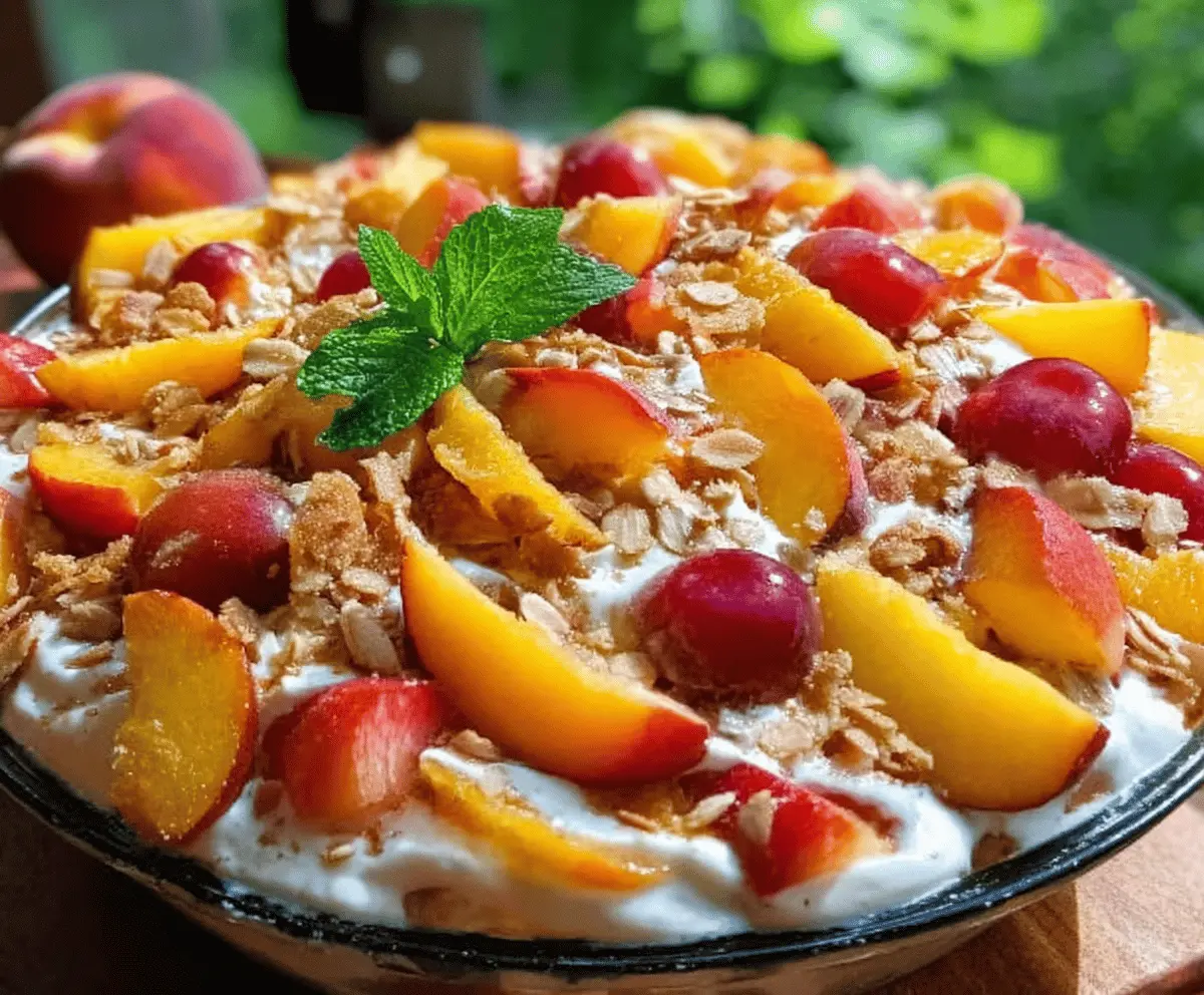Easy Peach Cobbler Cheesecake Fruit Salad Recipe