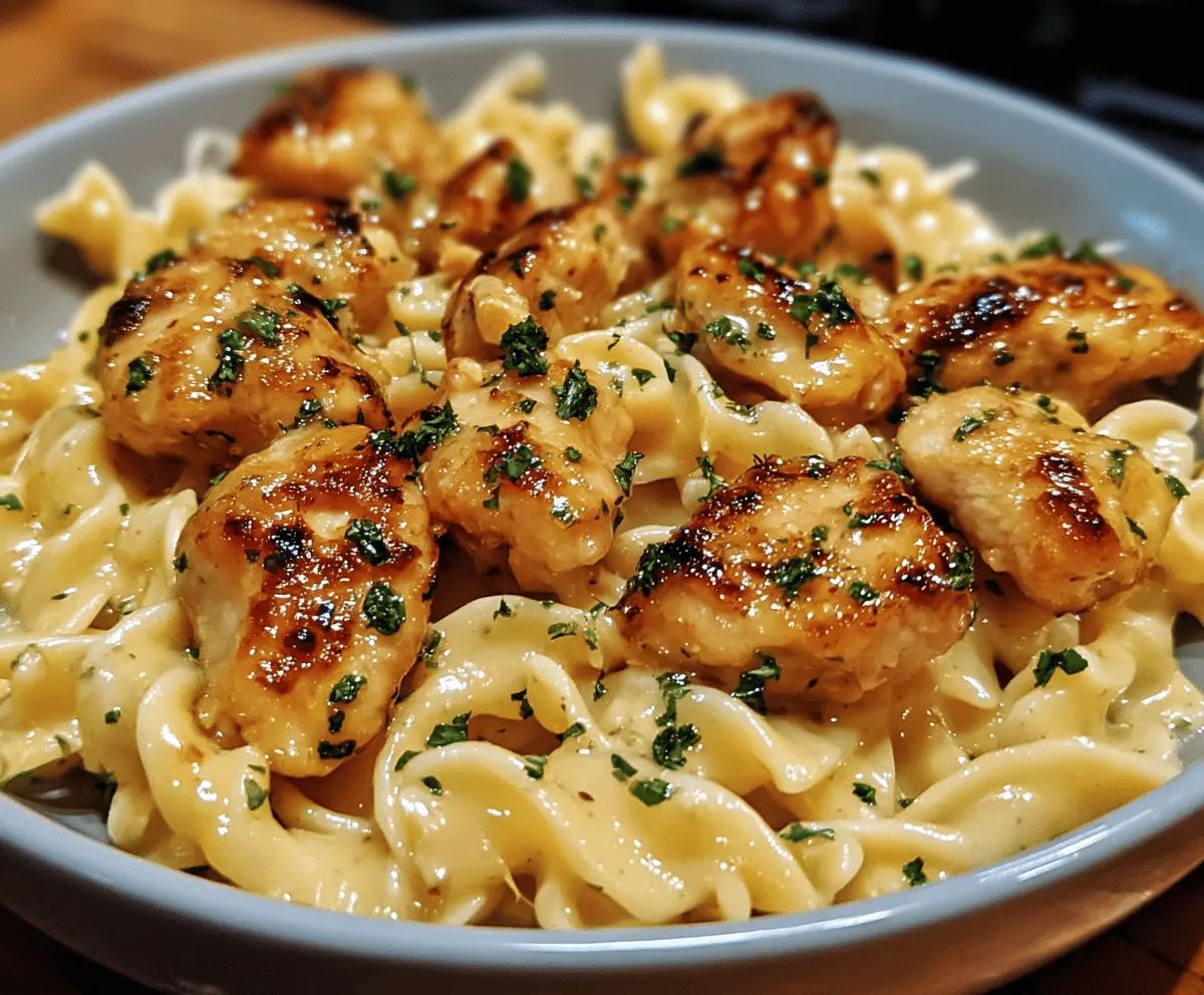 Garlic Butter Chicken Bites with Creamy Parmesan Pasta