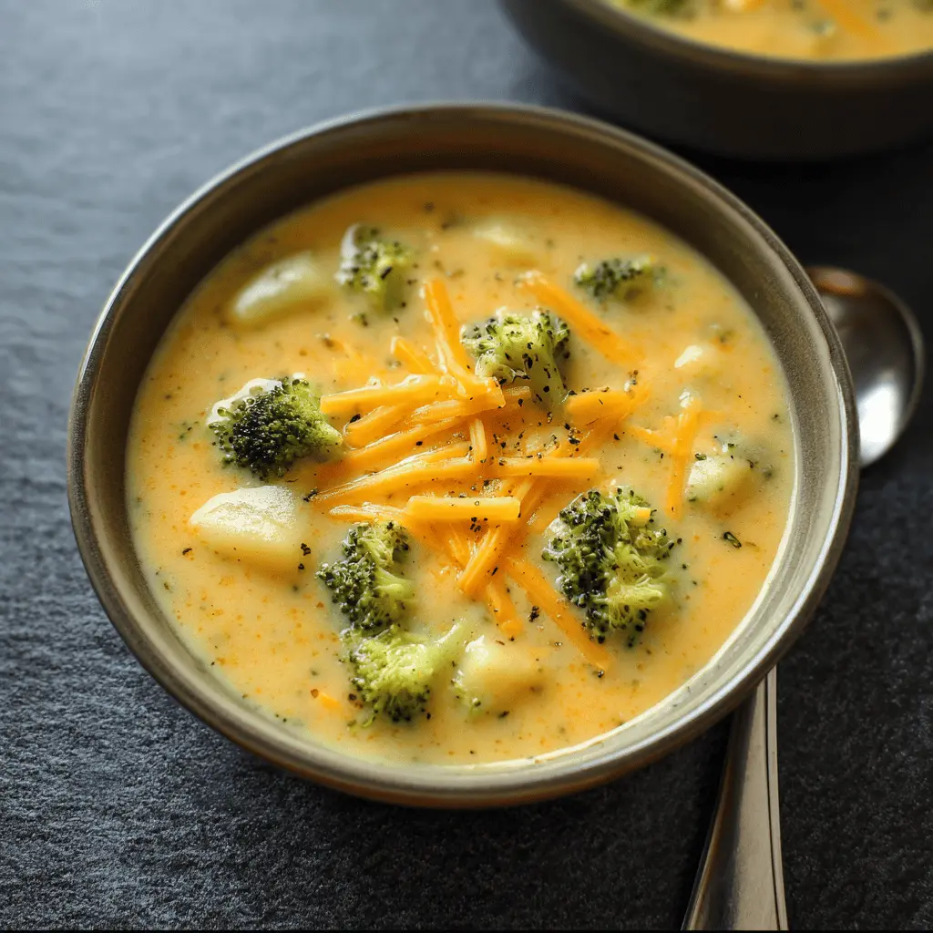 Easy Crock Pot Potato Broccoli Cheddar Soup Recipe