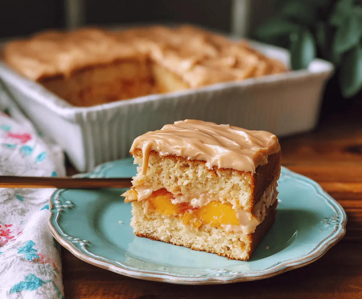 Moist Peach Cake With Brown Sugar Frosting
