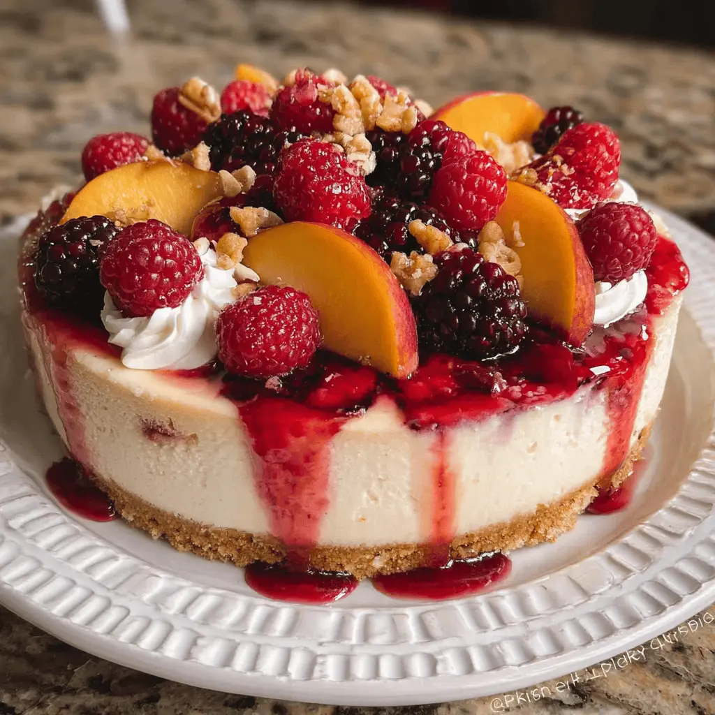 Fresh Summer Berry and Peach Cheesecake Recipe
