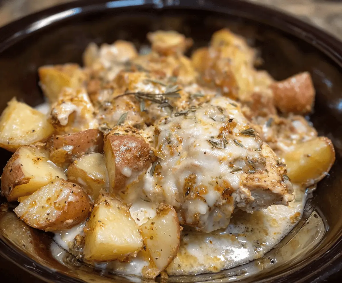 Easy Crockpot Garlic Parmesan Chicken and Potatoes Recipe