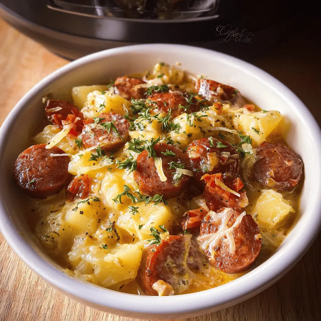 Easy Crockpot Cheesy Kielbasa Dinner Recipe