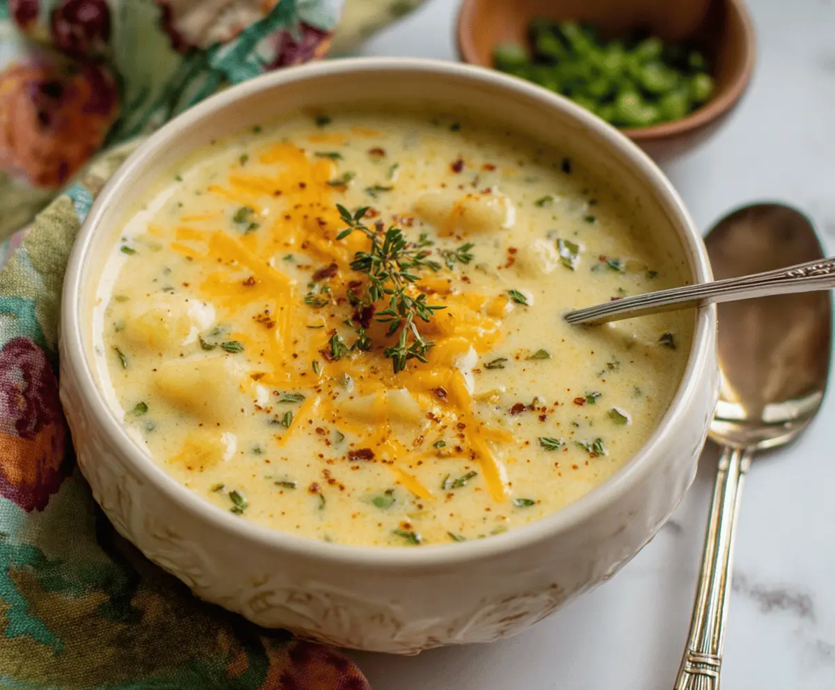 Cheddar Garlic Herb Potato Soup