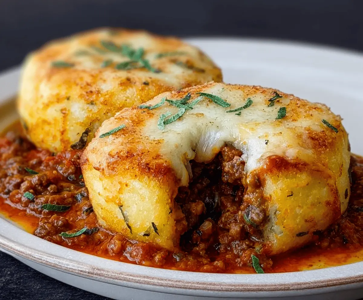 Crispy Mashed Potatoes Stuffed with Cheese & Beef