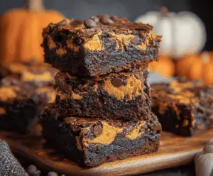 Delicious homemade pumpkin brownies with a rich chocolate topping, perfect for fall desserts and holiday treats.