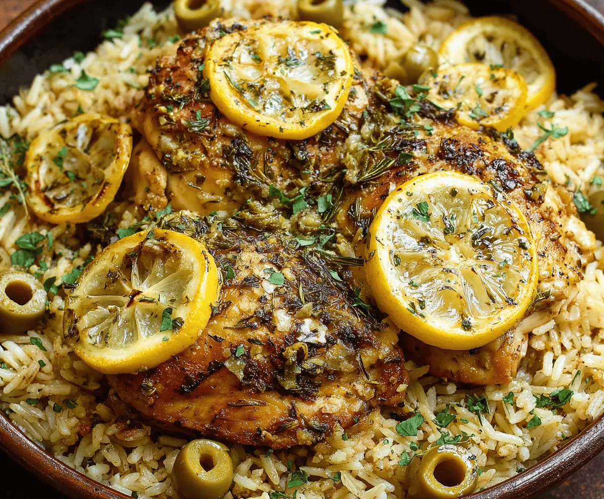 Delicious slow cooker lemon herb chicken served with rice, garnished with fresh herbs for a flavorful and easy meal.