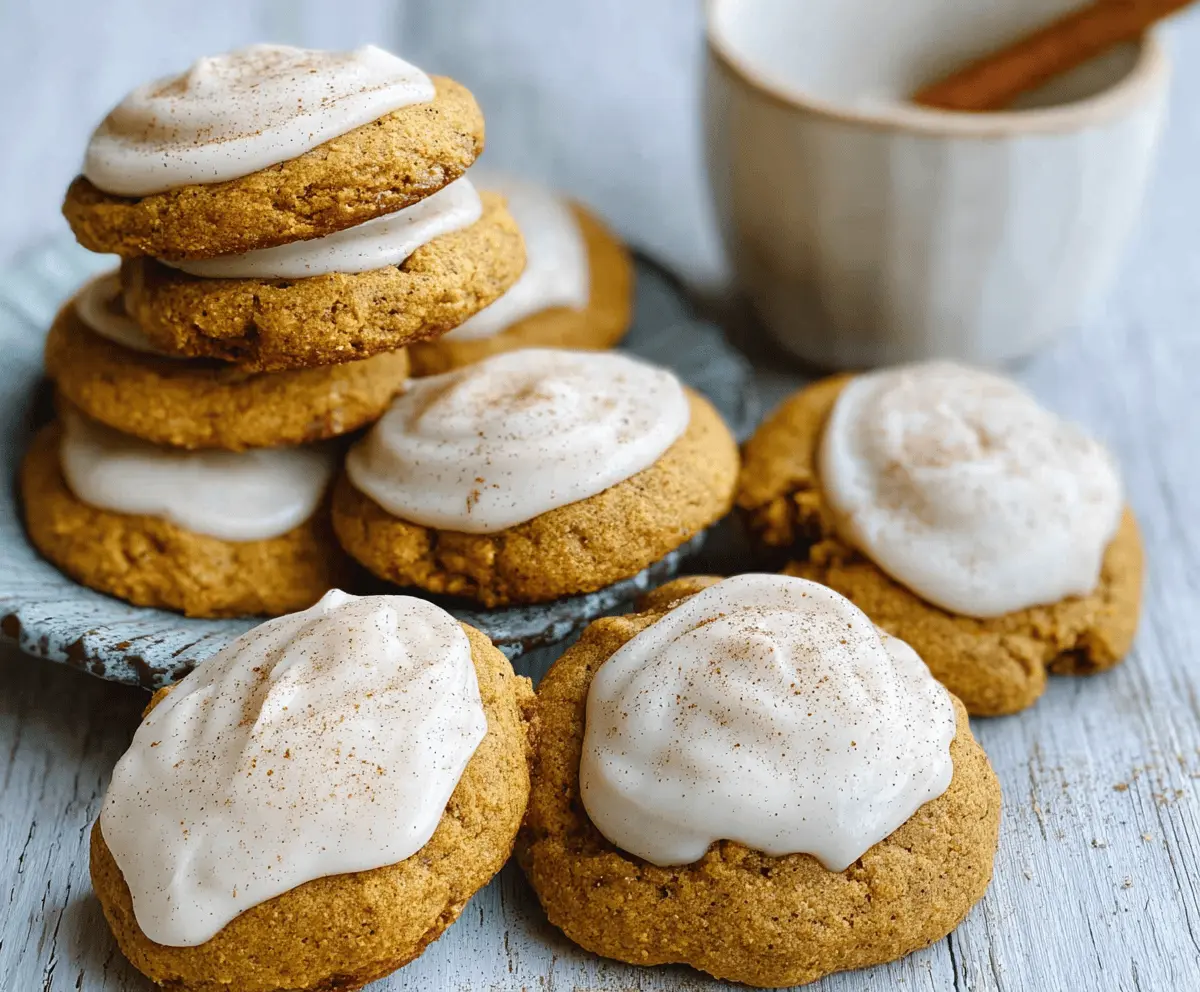 Soft Pumpkin Cookies with Cinnamon Frosting