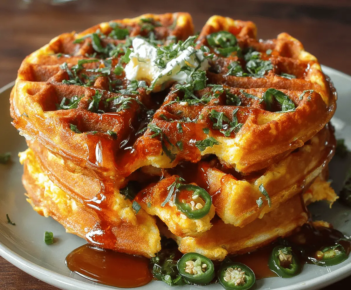 Spicy Cheddar Jalapeño Cornbread Waffles