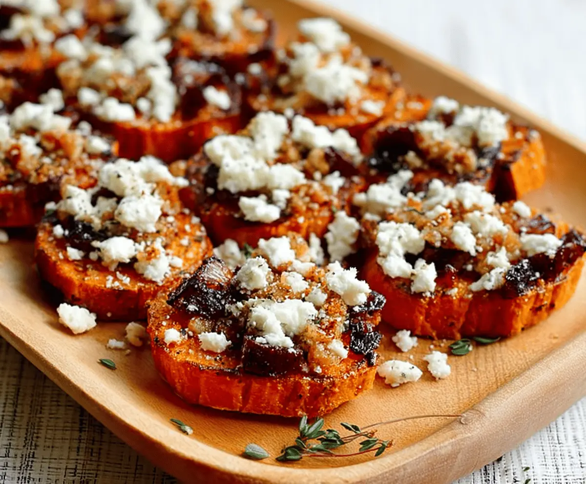 Sweet Potato Rounds with Honey & Feta Crumble