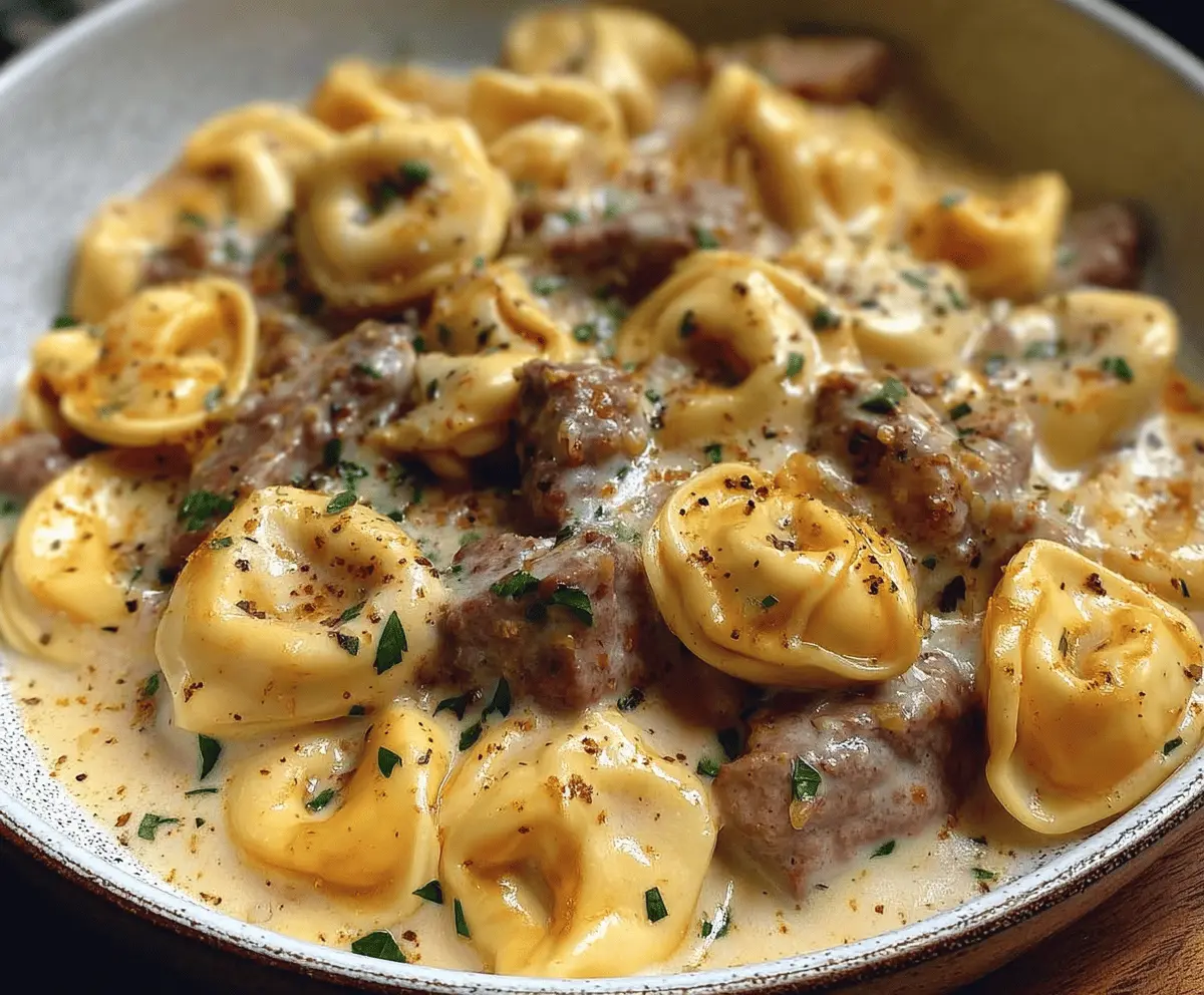 Creamy Cheesesteak Tortellini in Provolone Sauce