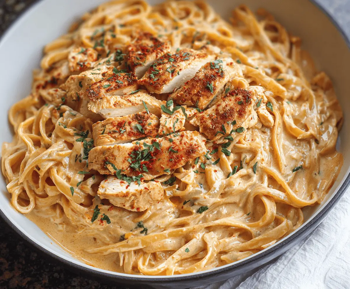 Creamy Cajun Chicken Pasta in a Crock Pot with seasoned chicken, rich sauce, and pasta, perfect for a flavorful comfort meal