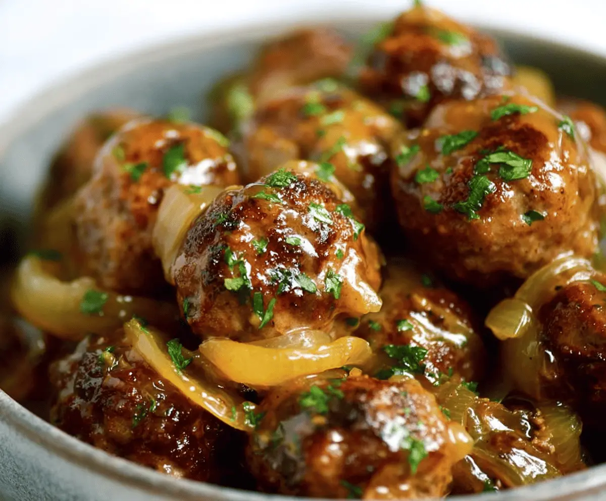 Easy Crockpot French Onion Meatballs Recipe