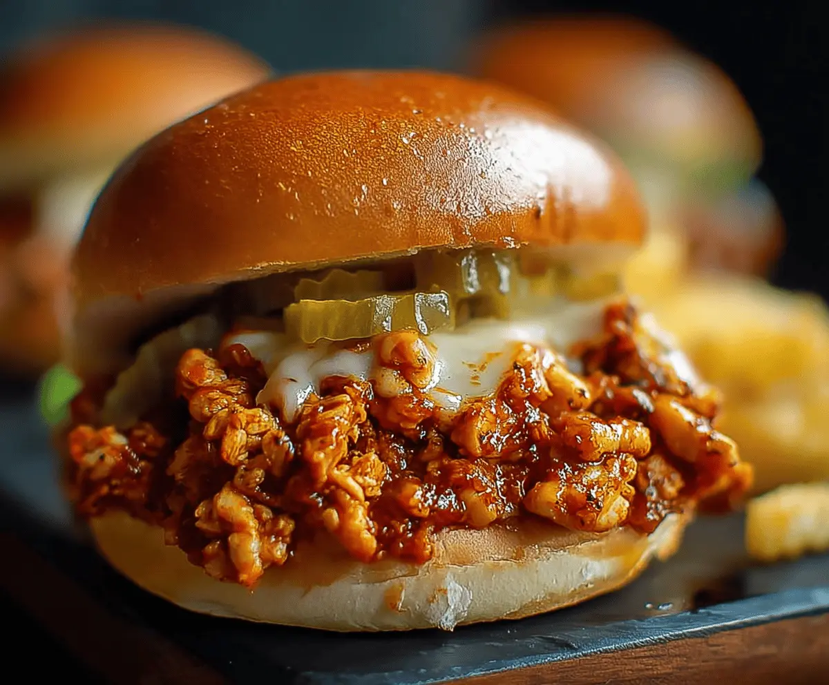 Delicious Cajun Chicken Sloppy Joes served on a bun with crispy fries and fresh salad, perfect for a quick and flavorful meal
