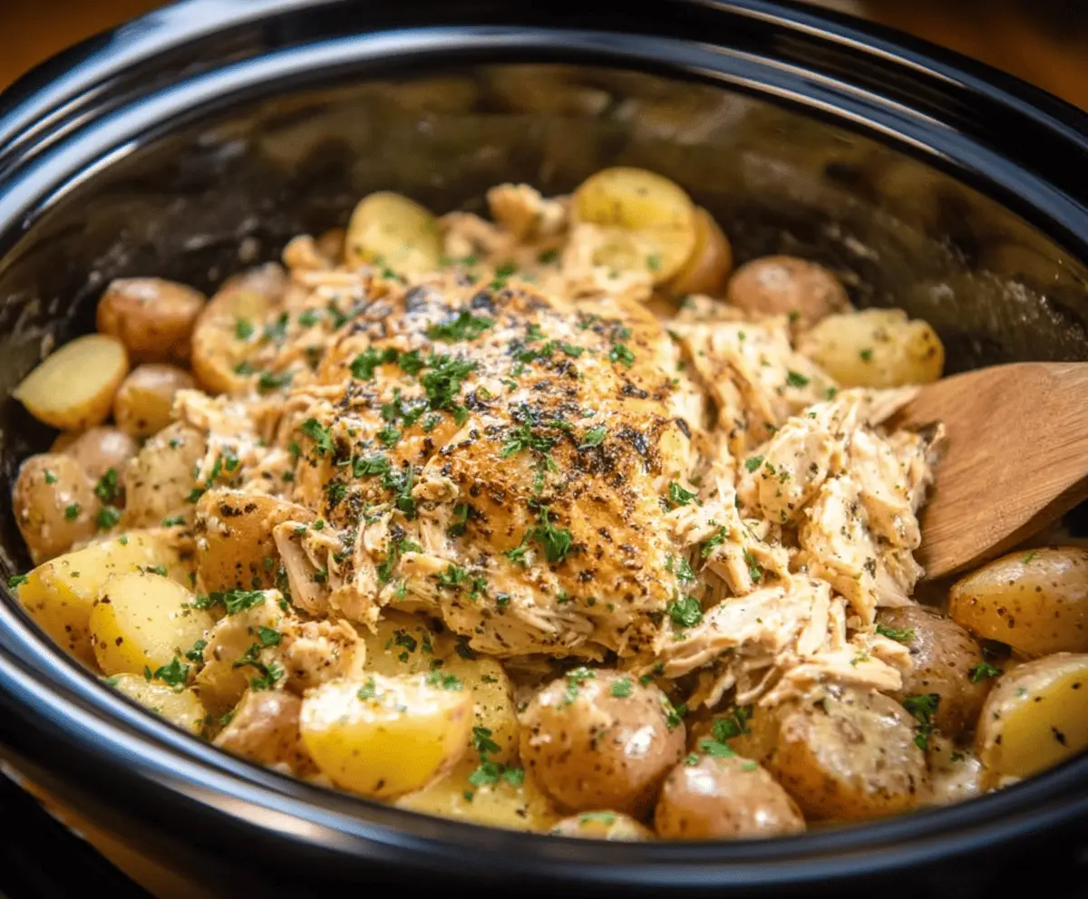 Garlic Parmesan Crockpot Chicken and Potatoes Recipe
