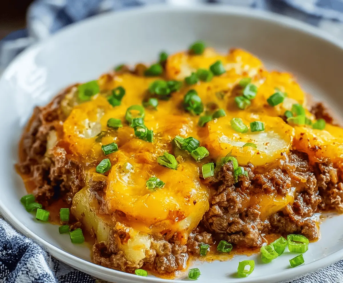 Hobo casserole with ground beef and potatoes