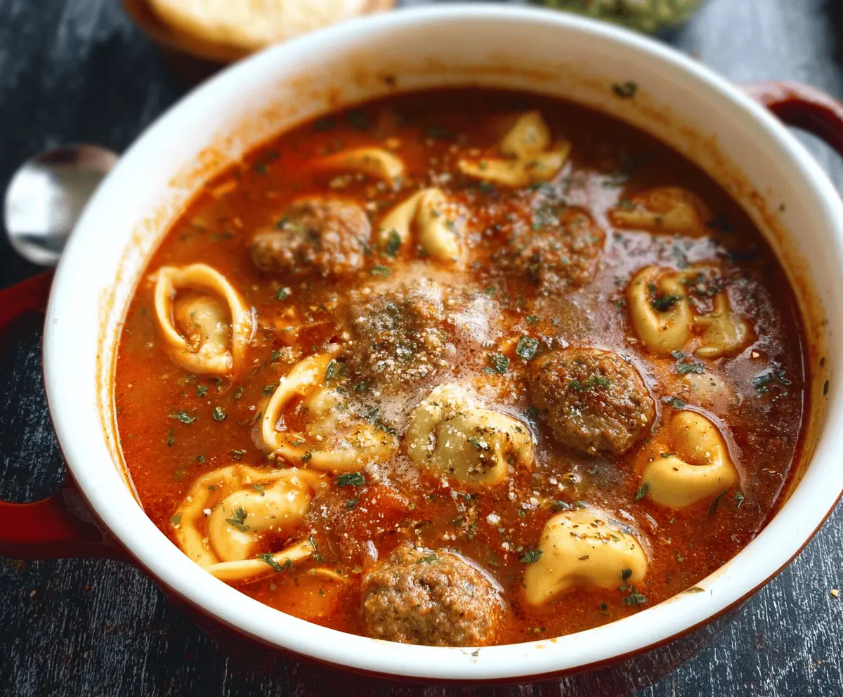 Meatball Soup With Cheese Tortellini