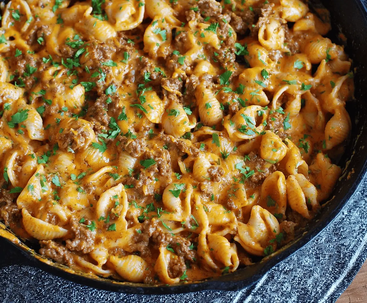 One-Pot Creamy Beef and Shells Dinner Recipe