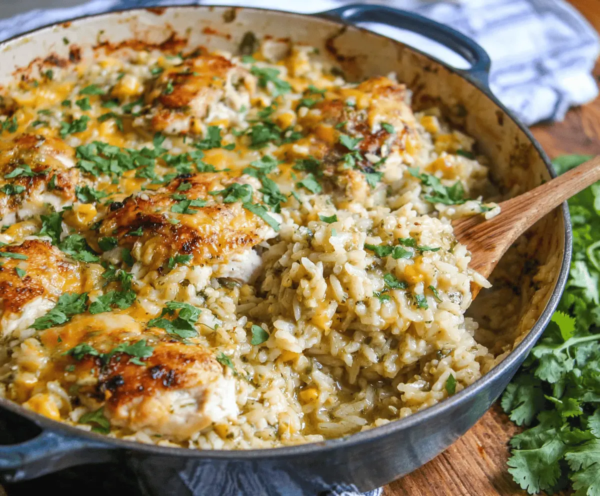 Salsa Verde Chicken and Rice Casserole