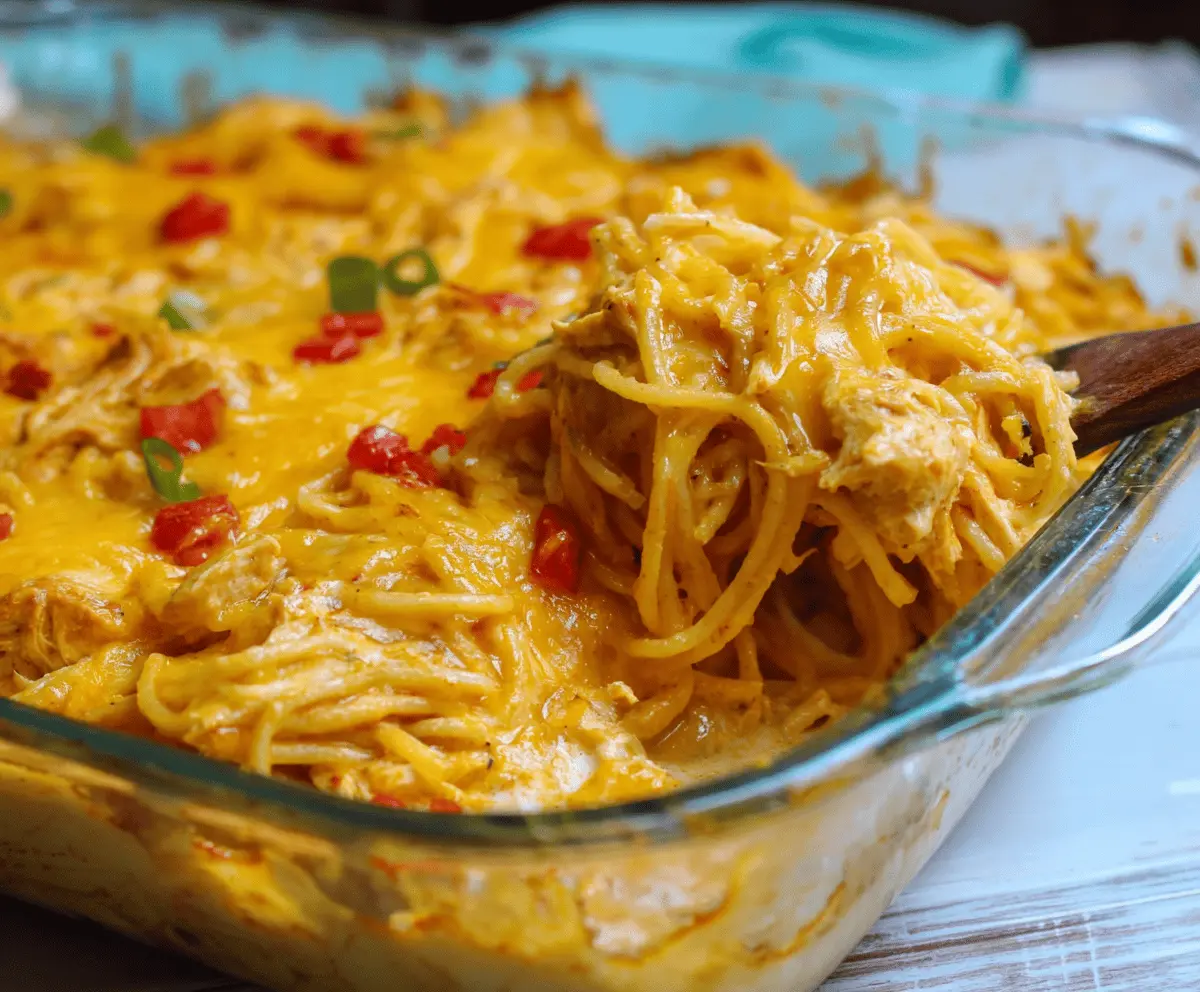 Spicy Southern Chicken Spaghetti Casserole