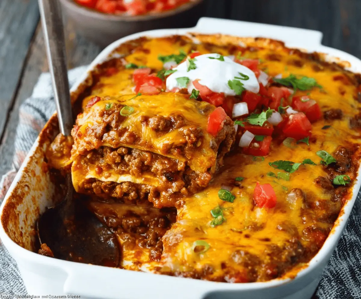 The BEST Beef Enchilada Casserole