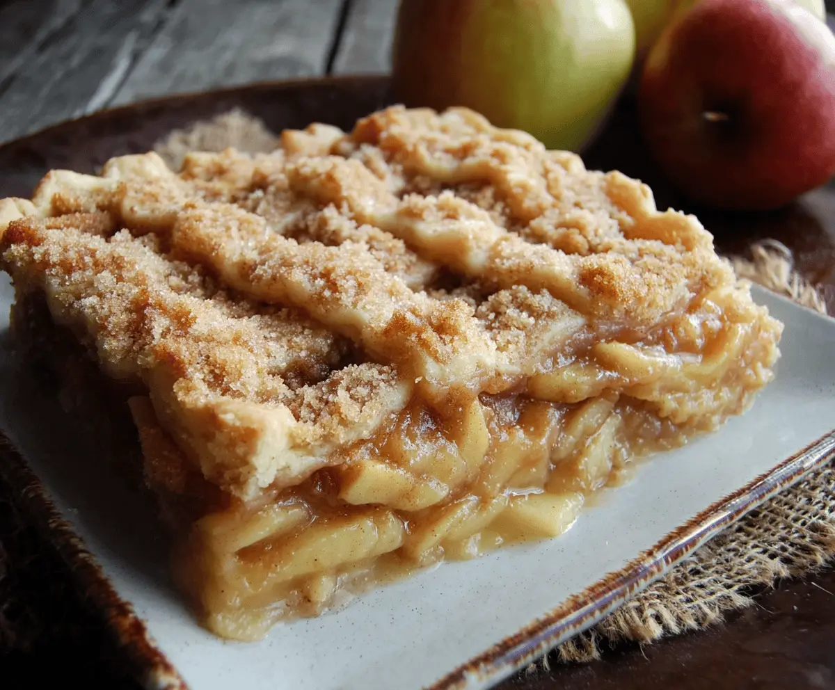 Delicious homemade apple slab pie with flaky golden crust and juicy cinnamon-spiced apple filling, perfect for dessert or special occasions.