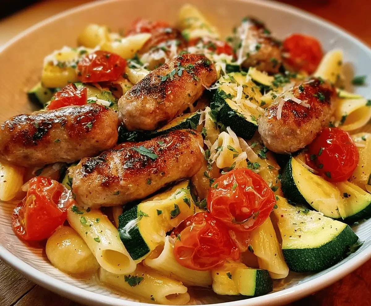 Easy Chicken Sausages with Zucchini, Tomatoes & Pasta Recipe