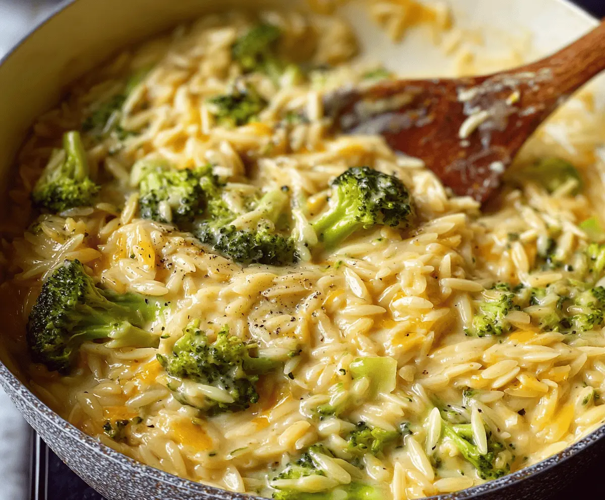 Quick & Creamy One-Pot Broccoli Cheddar Orzo Recipe