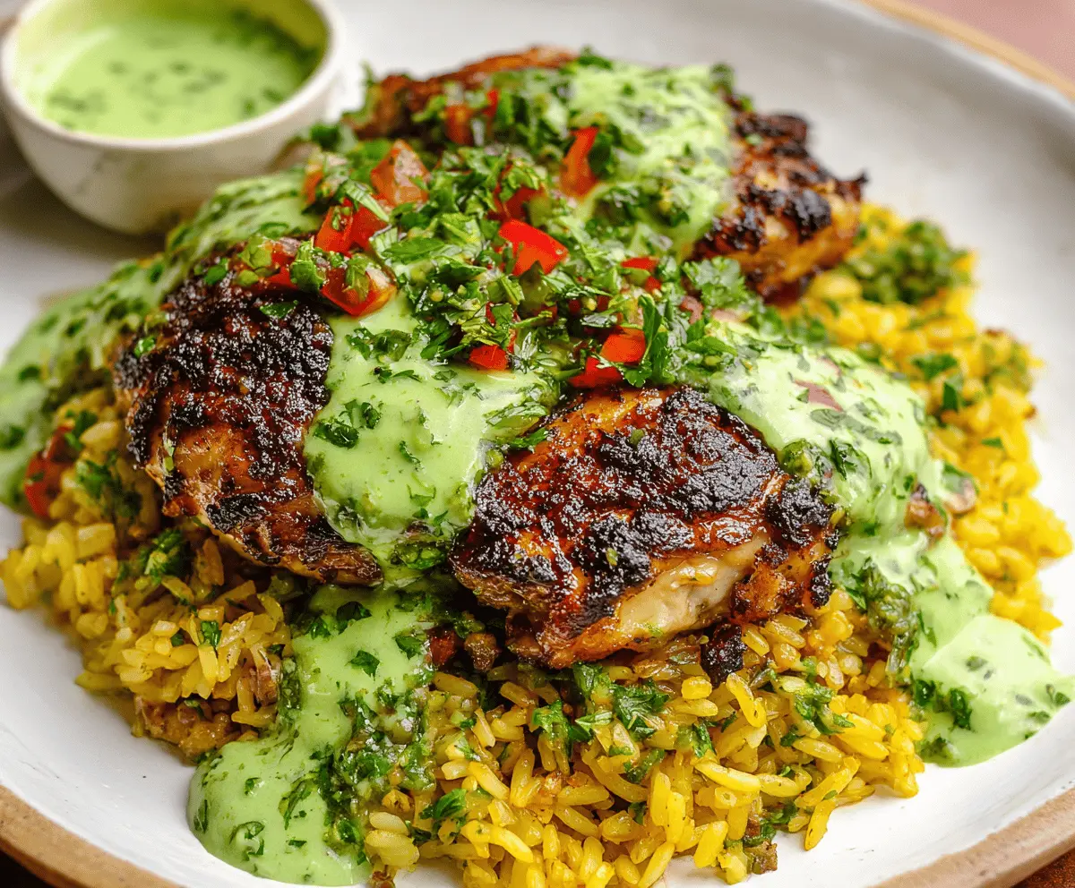 Easy Peruvian Chicken and Rice with Zesty Green Sauce Recipe