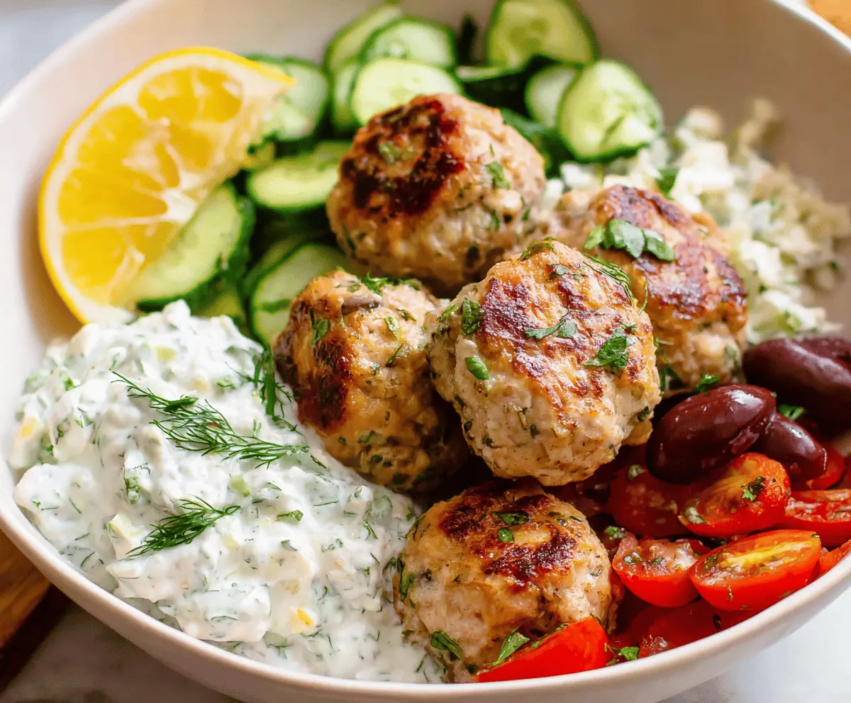 Easy Greek Turkey Meatballs with Creamy Tzatziki Sauce