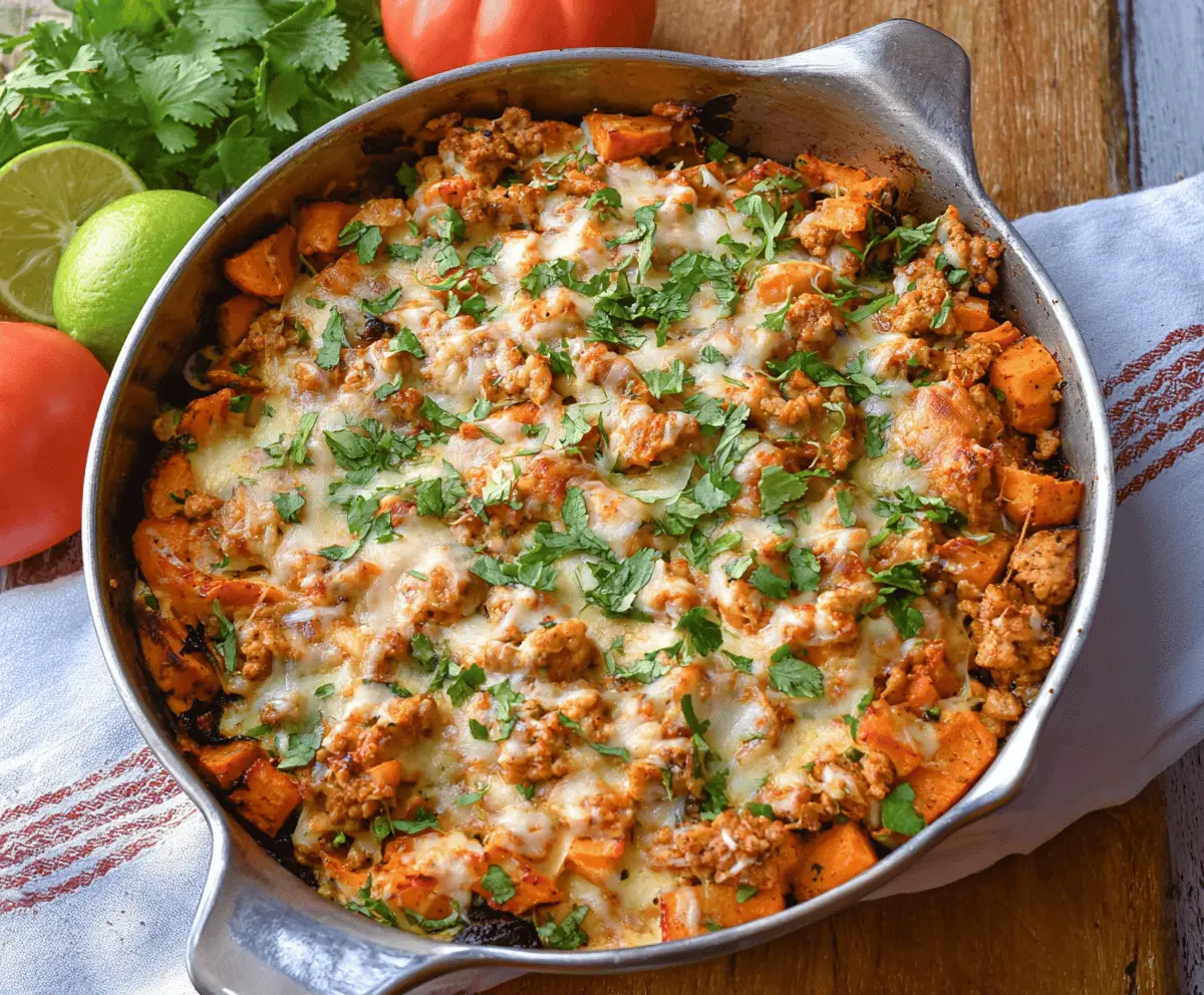 Healthy Ground Turkey and Sweet Potato Dinner Bake Recipe