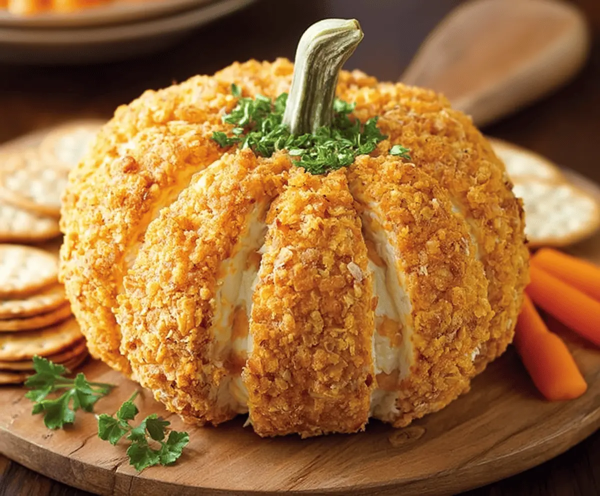 Easy and Adorable Pumpkin-Shaped Cheese Ball Recipe