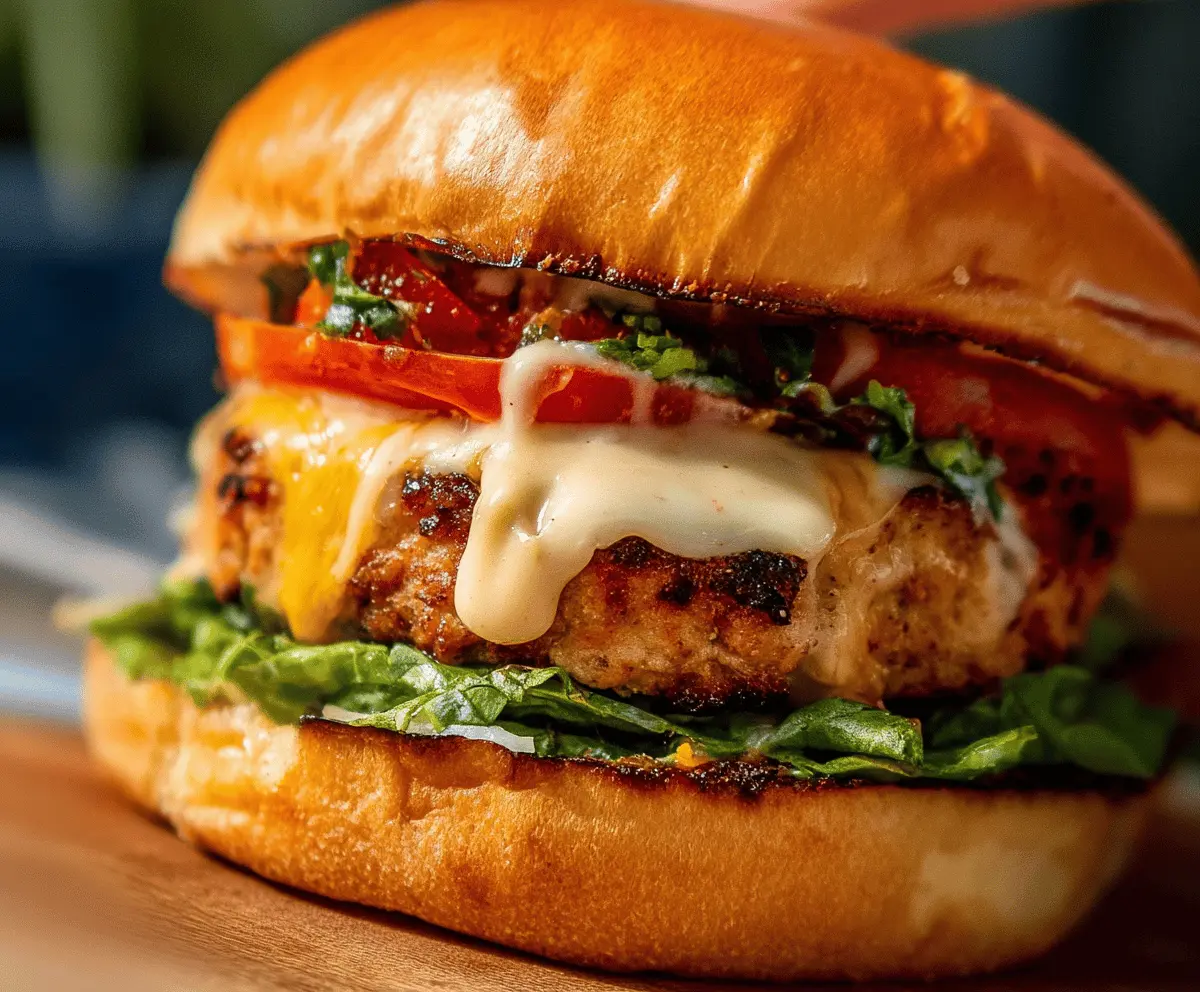 Juicy Spicy Southwest Turkey Burgers topped with fresh lettuce, sliced tomatoes, and creamy avocado on whole wheat buns, served with a side of crispy sweet potato fries.